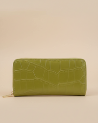 portefeuille femme ecaille crocodile croci vert fond uni