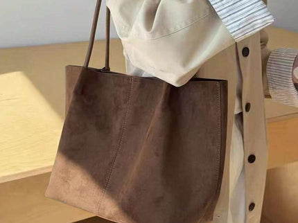 Alma Faux Suede Tote Bag With Pouch