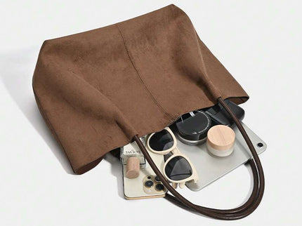 Alma Faux Suede Tote Bag With Pouch
