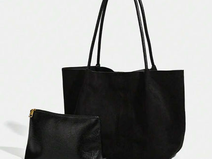Alma Faux Suede Tote Bag With Pouch