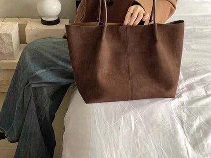 Alma Faux Suede Tote Bag With Pouch
