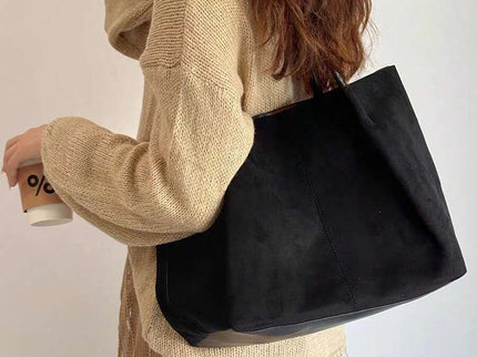 Alma Faux Suede Tote Bag With Pouch