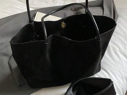 Alma Faux Suede Tote Bag With Pouch