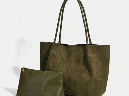 Alma Faux Suede Tote Bag With Pouch