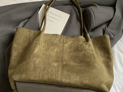 Alma Faux Suede Tote Bag With Pouch