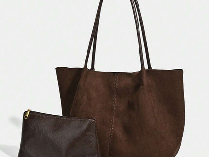Alma Faux Suede Tote Bag With Pouch