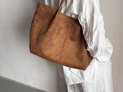 Alma Faux Suede Tote Bag With Pouch