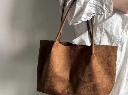 Alma Faux Suede Tote Bag With Pouch