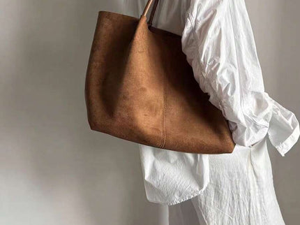 Alma Faux Suede Tote Bag With Pouch
