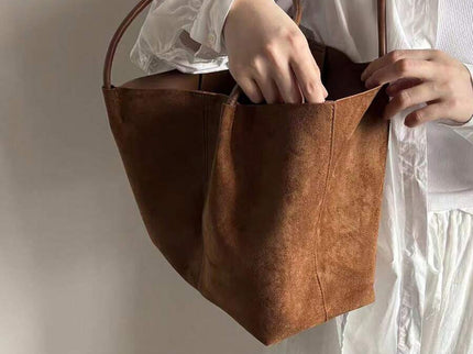 Alma Faux Suede Tote Bag With Pouch