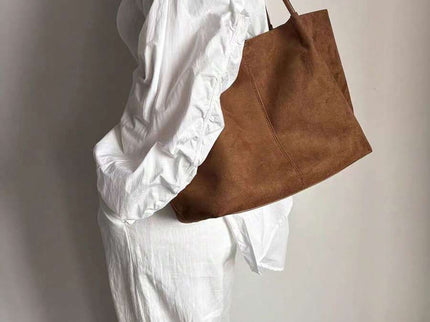 Alma Faux Suede Tote Bag With Pouch