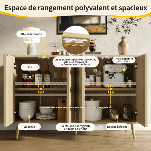 Buffet LUNOR minimaliste moderne avec portes à relief – rangement pratique