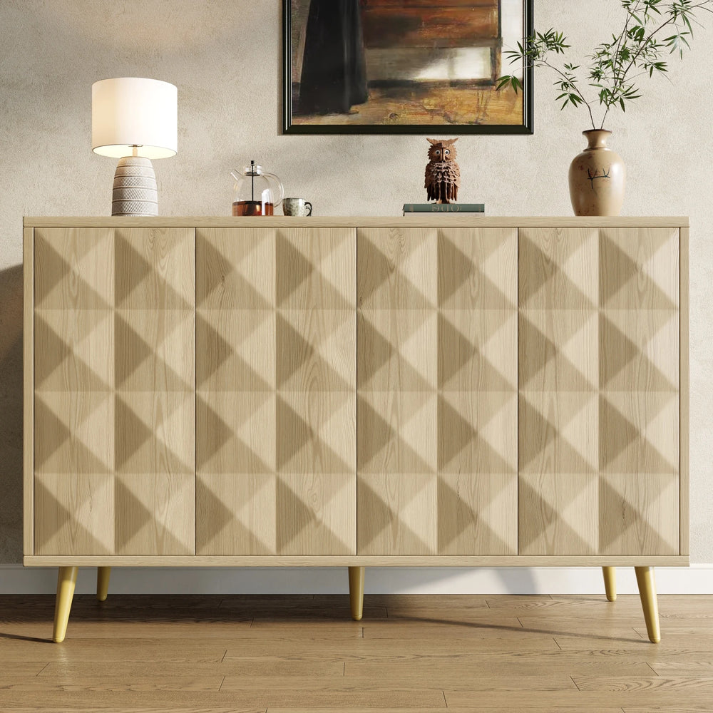 Buffet LUNOR sans poignées bois naturel – meuble de rangement moderne