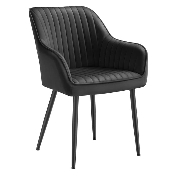 Chaise LUCO en velours noir sur fond blanc - Modèle avec accoudoirs