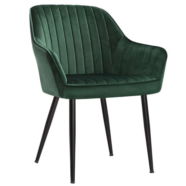 Chaise LUCO en velours vert sapin sur fond blanc - Chic et audacieuse