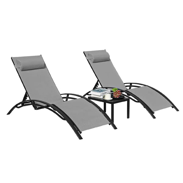 Chaise longue LAEPO en aluminium gris sur fond blanc – Vue produit studio