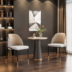 Chaises LETAE beige avec assise rembourrée en similicuir et dossier en bois clair courbé