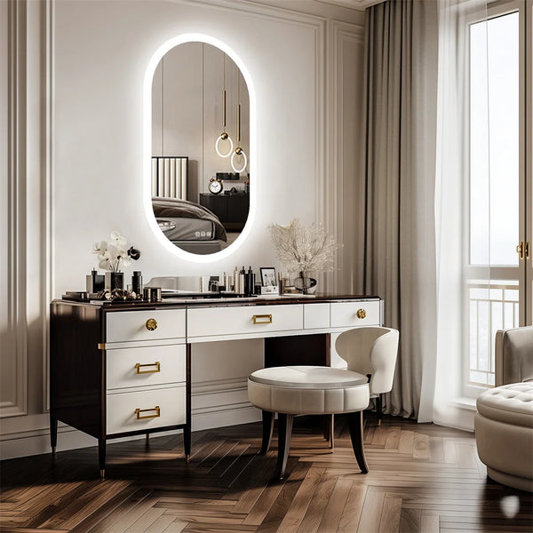 Détail du miroir mural ELVIA – capteur tactile variateur LED