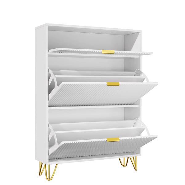 Détail poignée dorée meuble ÉLORIA – touche élégante pour entrée
