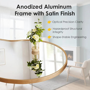 Détail du cadre doré miroir mural ARVON – aluminium satiné