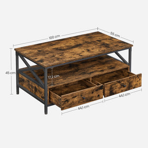 Dimensions de la table basse WERO – 100 x 55 x 45 cm, idéale pour salon ou meuble TV bas