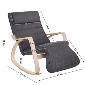 Dimensions du fauteuil à bascule ERO – Largeur 67 cm, Profondeur 125 cm, Hauteur 91 cm