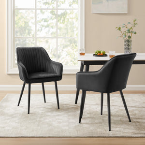 Duo de chaises LUCO en velours autour d'une table en bois - Style élégant et cosy

