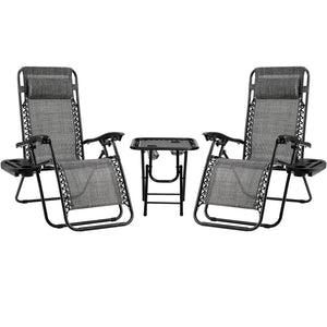 Ensemble HOFA avec deux chaises longues et table pliante assortie – Mobilier terrasse complet