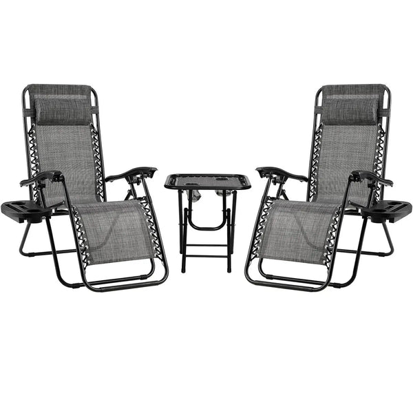 Ensemble HOFA avec deux chaises longues et table pliante assortie – Mobilier terrasse complet