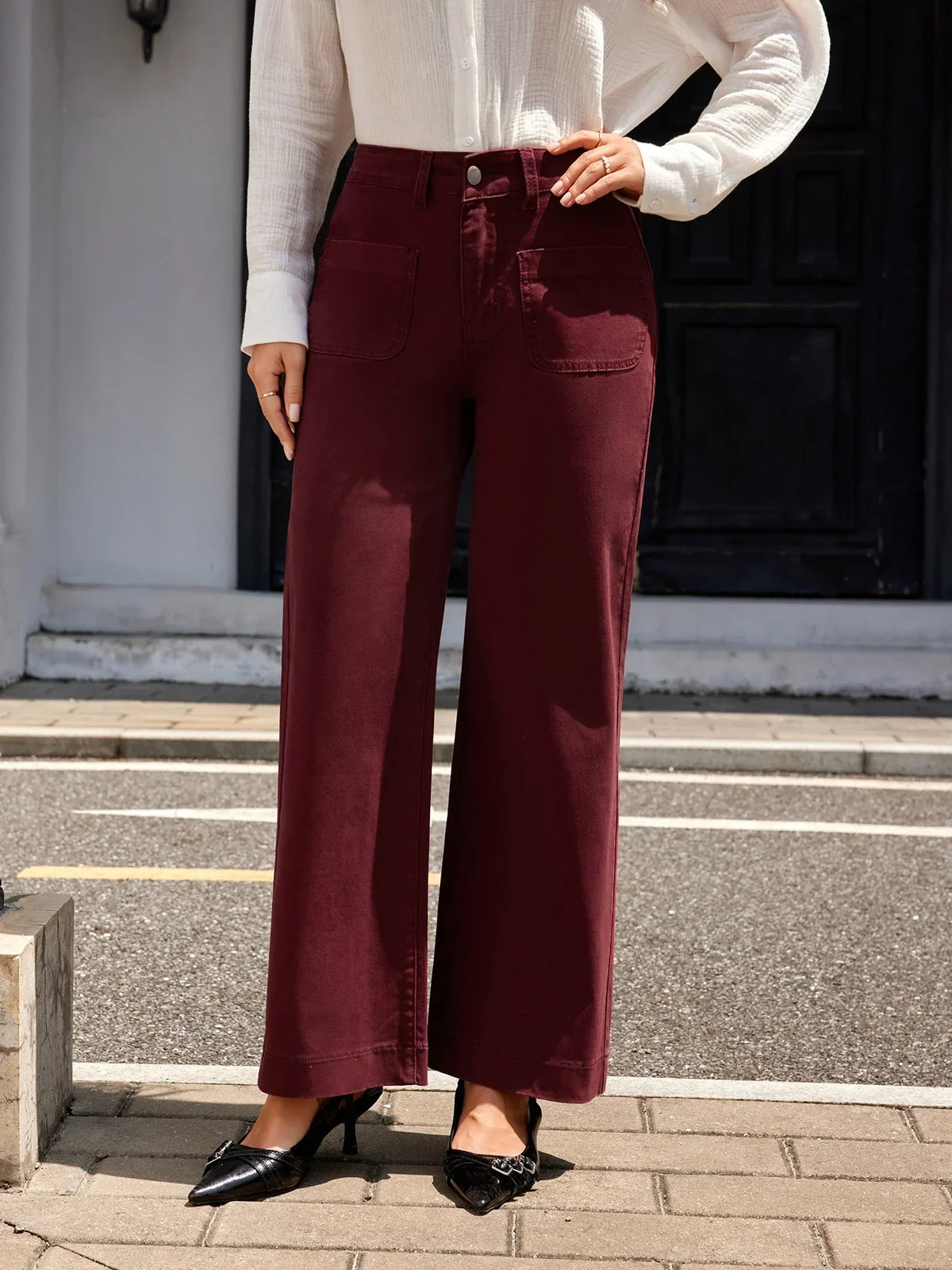 Élise | Pantalon large taille haute