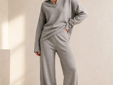 Althéa | Ensemble pull col polo et pantalon large