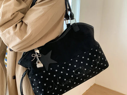 Luna Vintage Polka Dot Tote Handbag