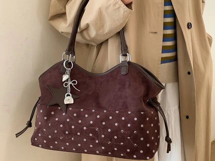 Luna Vintage Polka Dot Tote Handbag