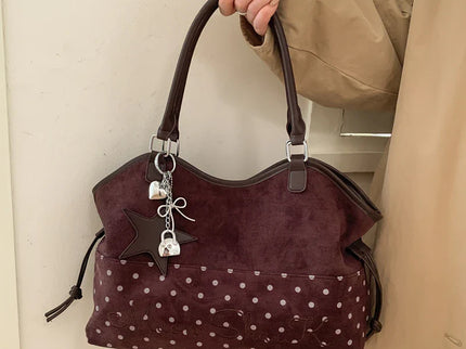 Luna Vintage Polka Dot Tote Handbag