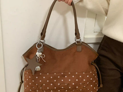 Luna Vintage Polka Dot Tote Handbag