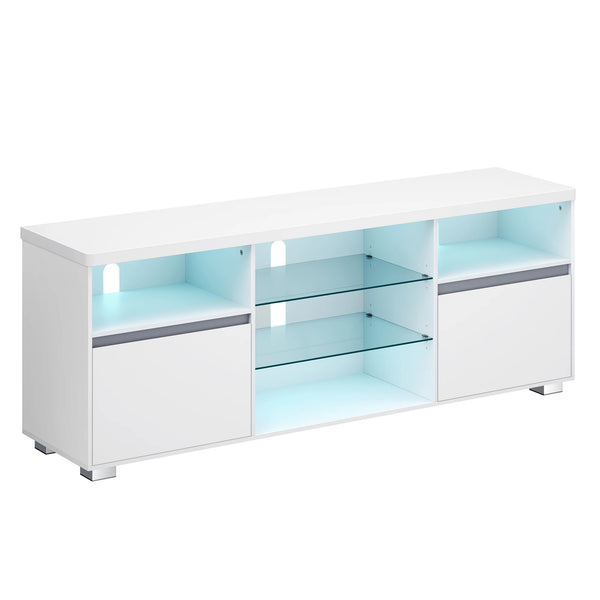 Meuble TV moderne blanc sur fond blanc – Vue studio du modèle design épuré