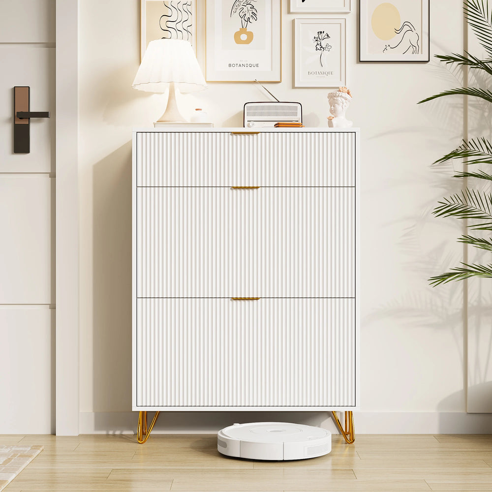 Meuble à chaussures ÉLORIA blanc avec tiroir – rangement moderne pour entrée
