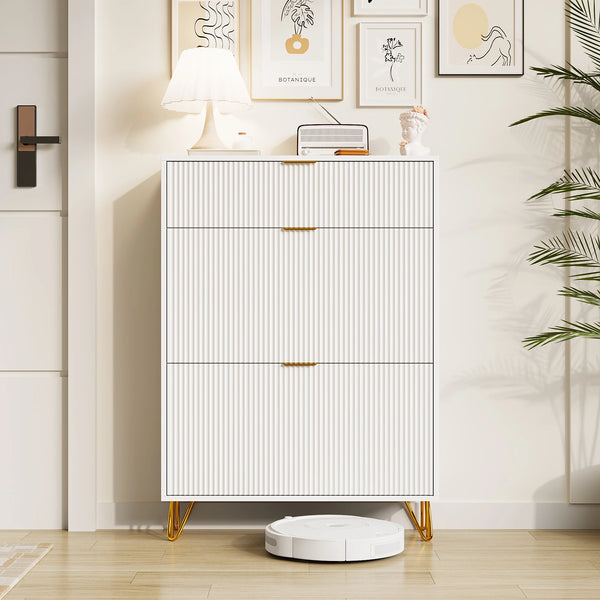 Meuble à chaussures ÉLORIA blanc avec tiroir – rangement moderne pour entrée
