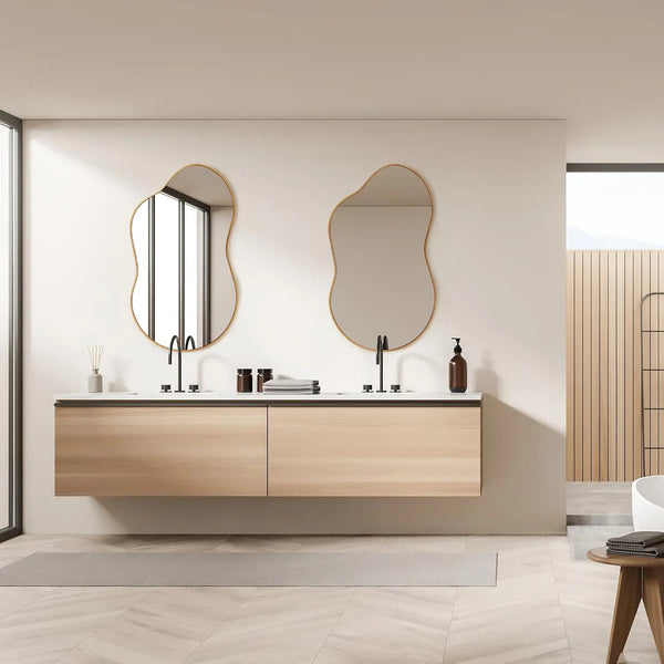 Miroir asymétrique IVORA en métal pour salle de bain et salon