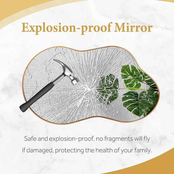 Miroir irrégulier IVORA au-dessus d’une cheminée – décoration chic