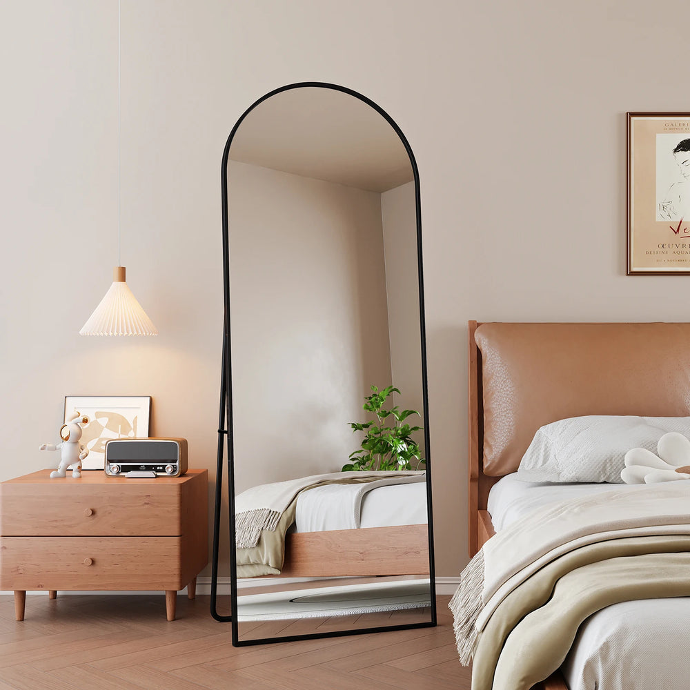Miroir pleine longueur ELVOR arqué 160x50 cm avec cadre noir