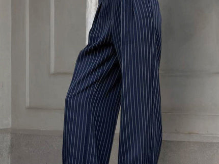 Céleste | Pantalon large plissé à fines rayures