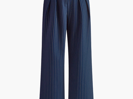 Céleste | Pantalon large plissé à fines rayures