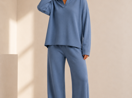 Althéa | Ensemble pull col polo et pantalon large