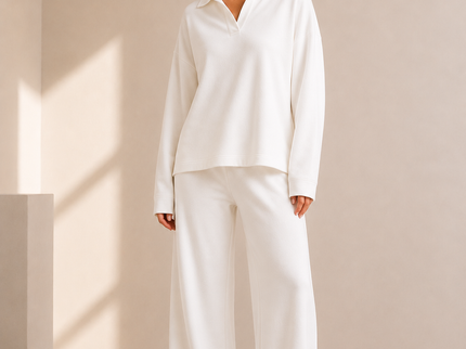 Althéa | Ensemble pull col polo et pantalon large