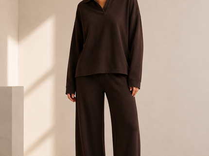 Althéa | Ensemble pull col polo et pantalon large