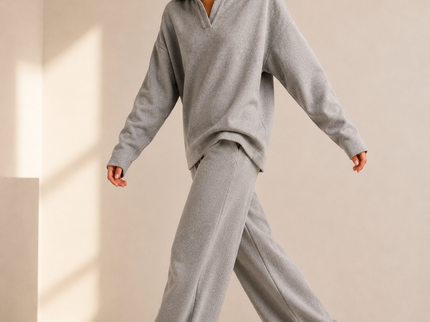 Althéa | Ensemble pull col polo et pantalon large