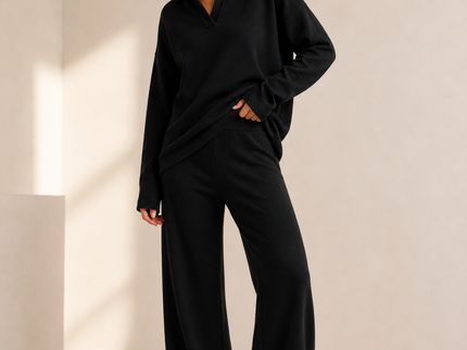 Althéa | Ensemble pull col polo et pantalon large