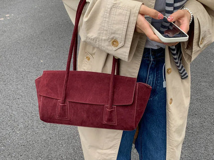 Rosalie Vintage Faux Suede Shoulder Handbag