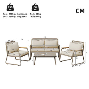 ORANO - Salon de jardin 4 chaises sofa